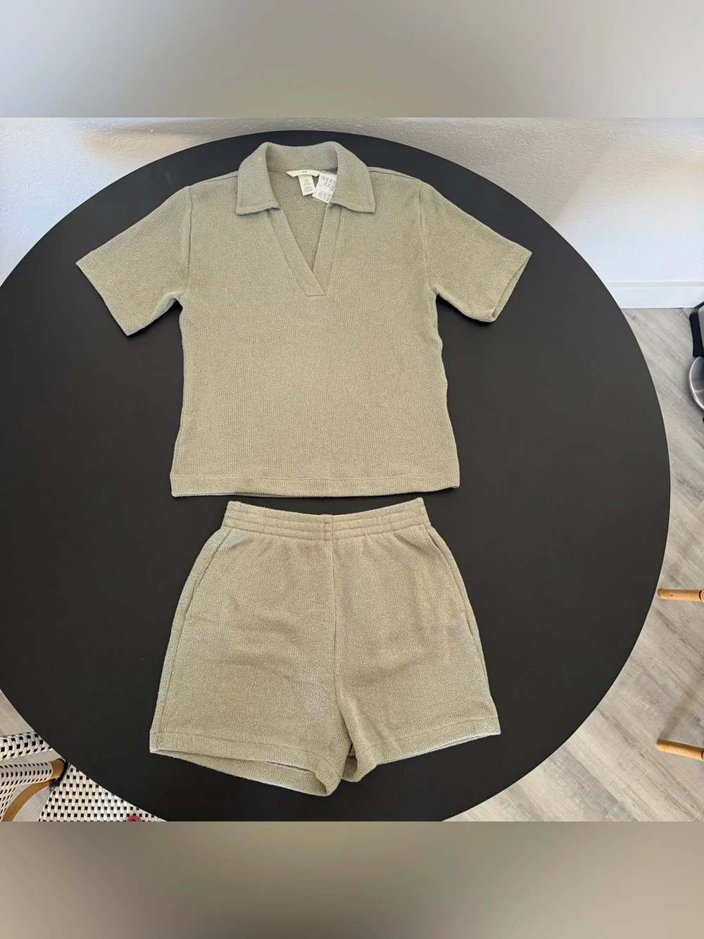 H&M Green Knit Polo & Shorts Set NWT XS